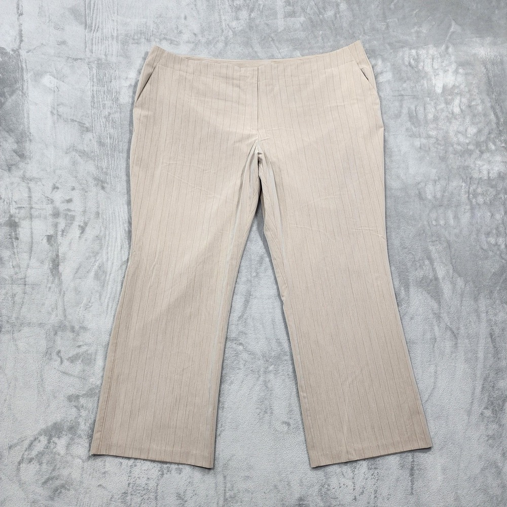 Ingredients Pants Womens 24 Plus Size Beige Striped Twill Trouser Stretch Office